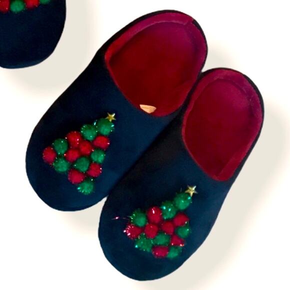 Charter Club Memory Foam Christmas Tree Slippers Size Medium 7 / 8 - Picture 1 of 7